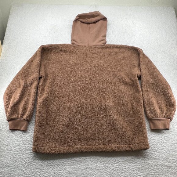 Madewell Women's Tan Resourced Fleece Bubble-Sleeve Hoodie Sweatshirt Size Large - Picture 8 of 9